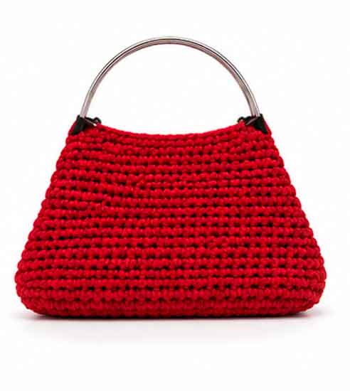 Bolsa de Crochê Vermelha com Alça Metálica e Correntes - Imagem 5