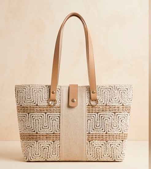 Bolsa Feminina de Tricô Artesanal Bege