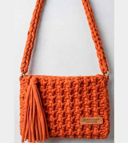 Bolsa de tricô laranja