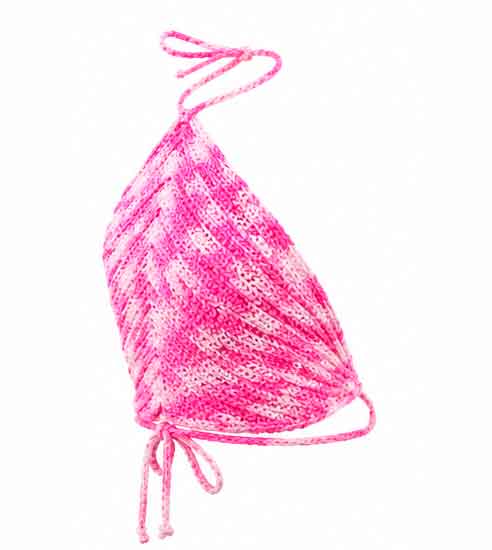 Top de Tricô Rosa e Branco- Bralette de crochê rosa e branco - Imagem 2