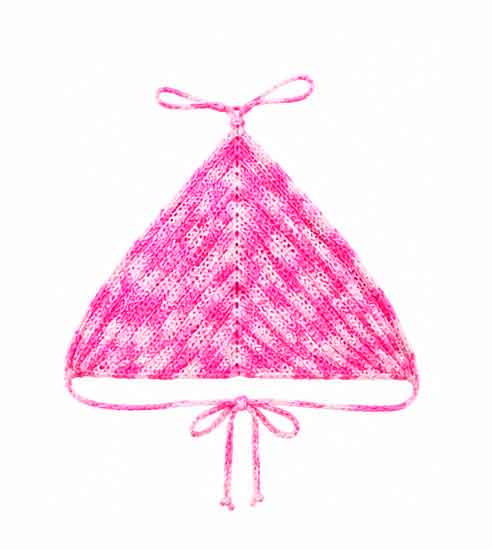 Top de Tricô Rosa e Branco- Bralette de crochê rosa e branco - Imagem 3