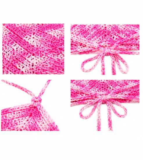 Top de Tricô Rosa e Branco- Bralette de crochê rosa e branco - Imagem 8