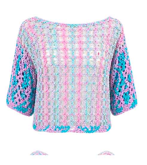 Blusa de Crochê Feminina Colorida  Candy Color