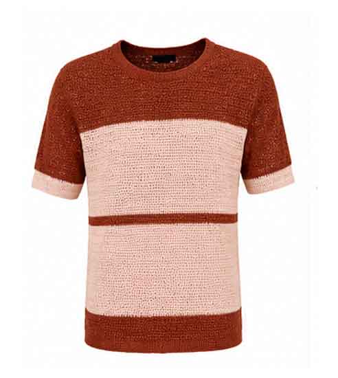 Blusa de Crochê Masculina/Unissex Manga Curta Listrada