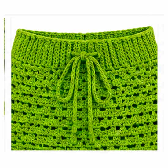 Conjunto de Crochê Verde Feminino – Top e Saia com Franjas - Imagem 6
